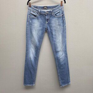 ReRock for Express Jeans Womens 6R Skinny Distressed Embroidered Pockets Denim